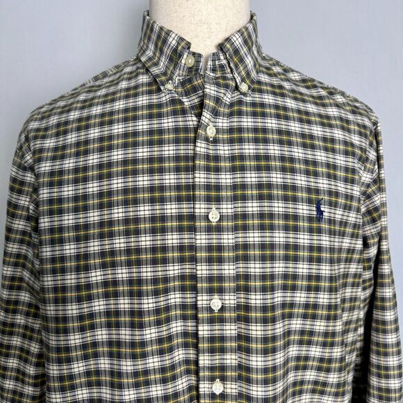 Ralph Lauren Classic Fit L.Sleeve Button Down XL Plaid Blue Green Yellow 2/$50 - Picture 1 of 13